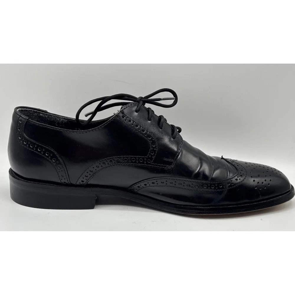 Johnston & Murphy 1888 Men's Black Leather Longwing Brogue Derby Dress Shoes 9